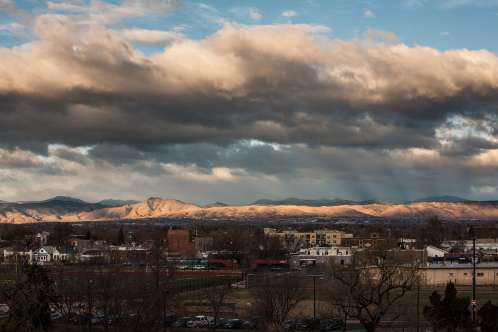 Clouds move along the Front Range, in front of Mount Evans - March 31, 2011