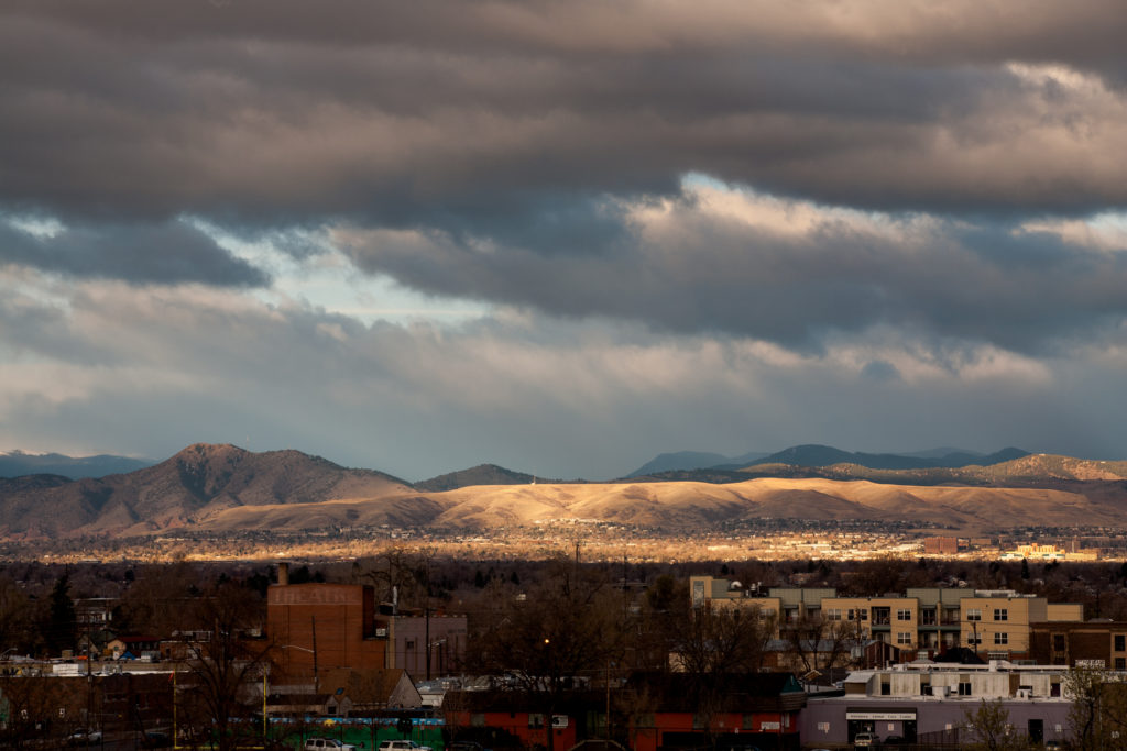 Clouds move along the Front Range, in front of Mount Evans - March 31, 2011