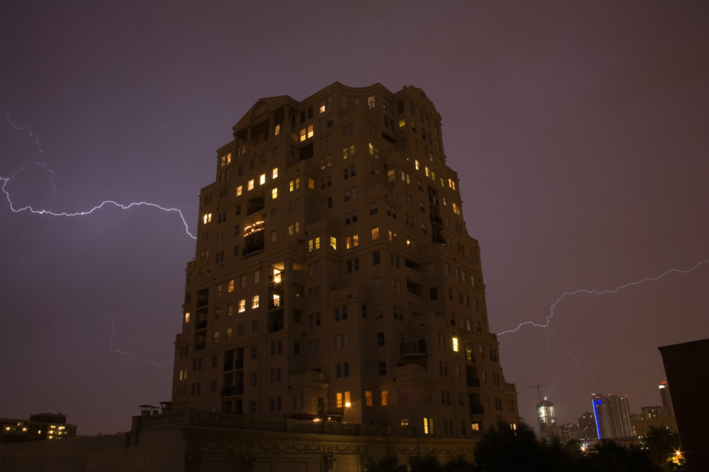 Lightning and the Prado. Denver, Colorado