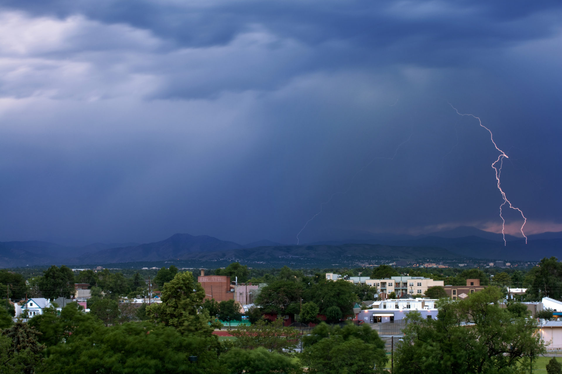 Mount Evans obscured with lightning - June 30, 2011