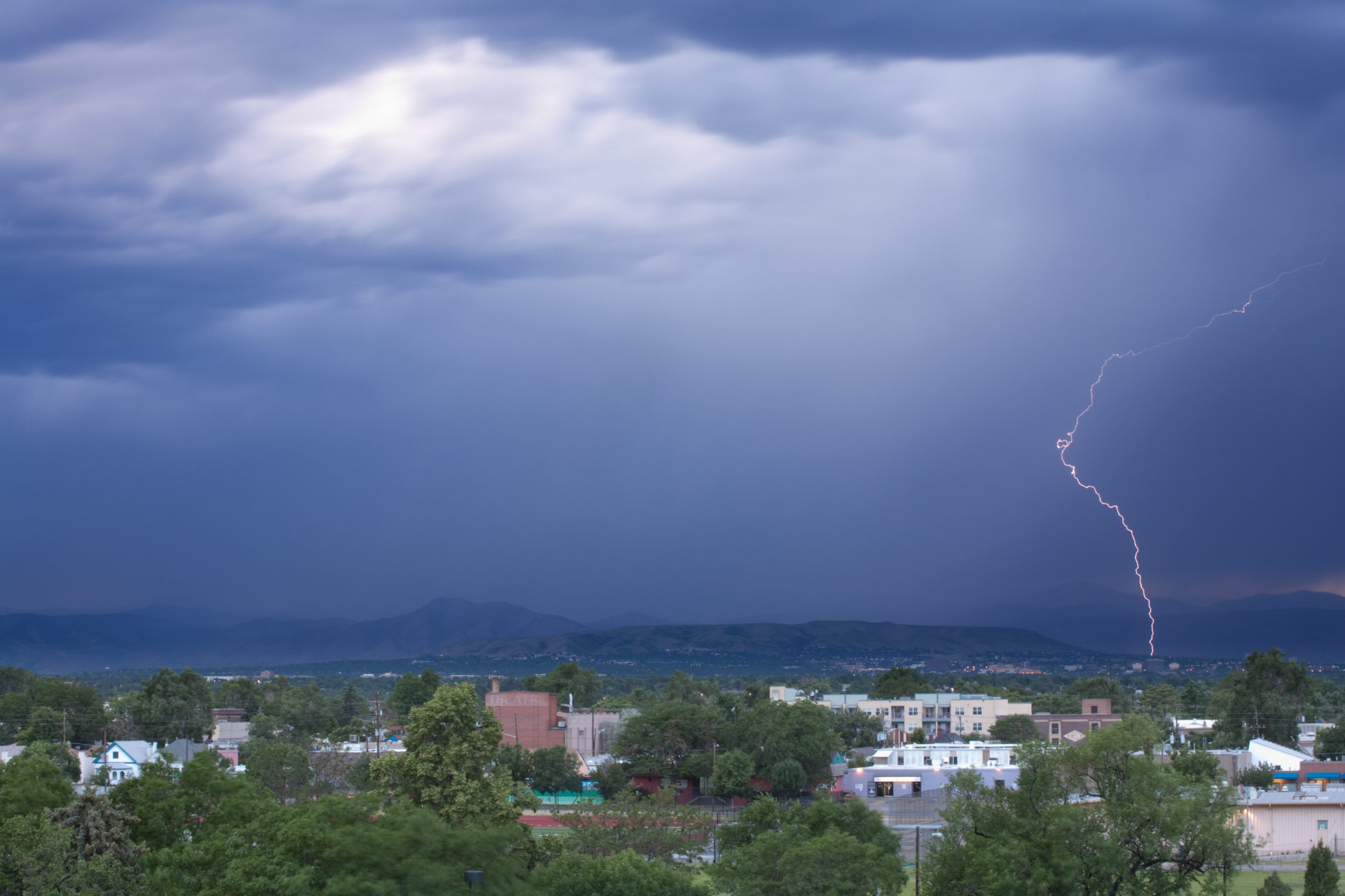 Mount Evans obscured with lightning - June 30, 2011