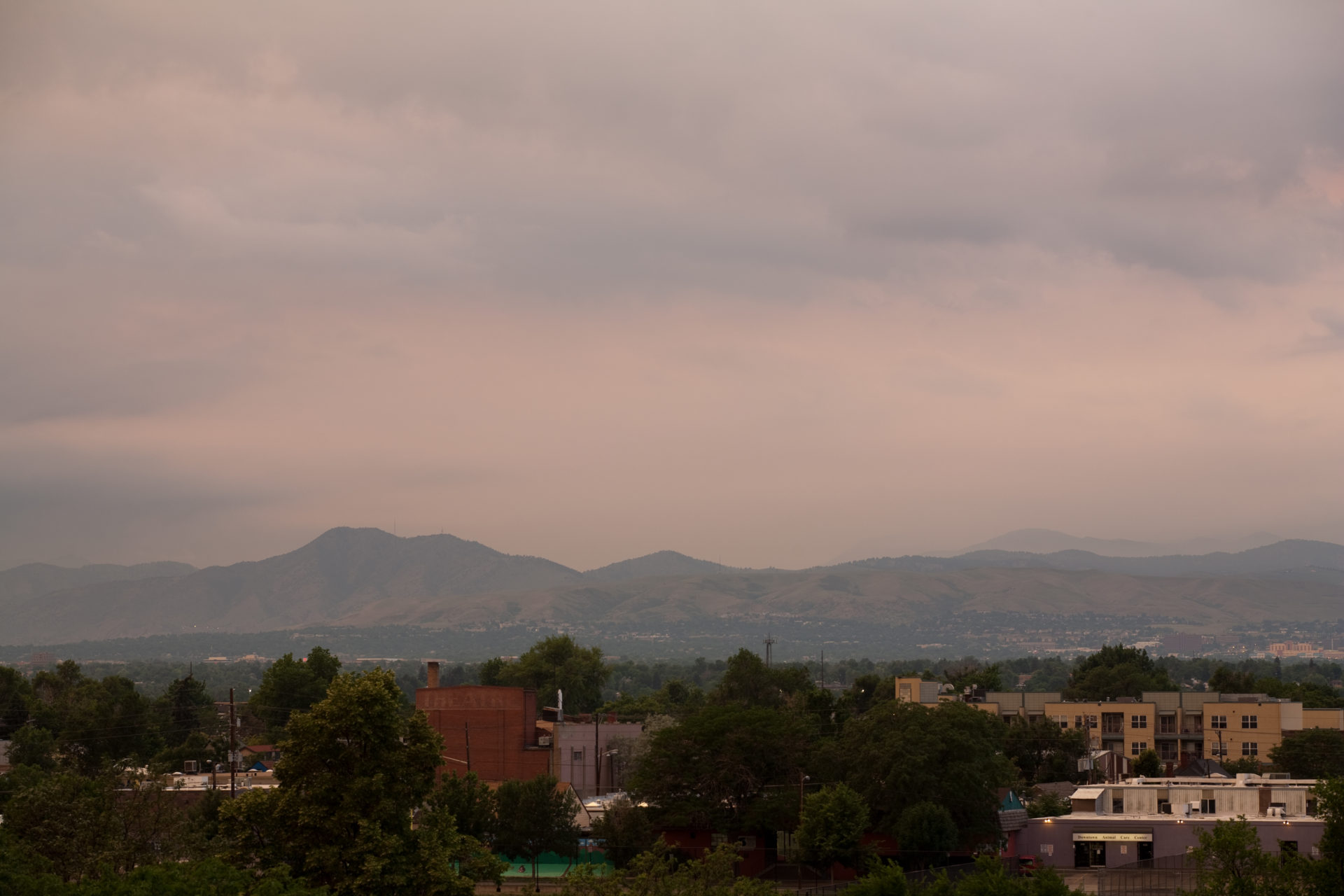 Mount Evans obscured at sunset - July 6, 2011