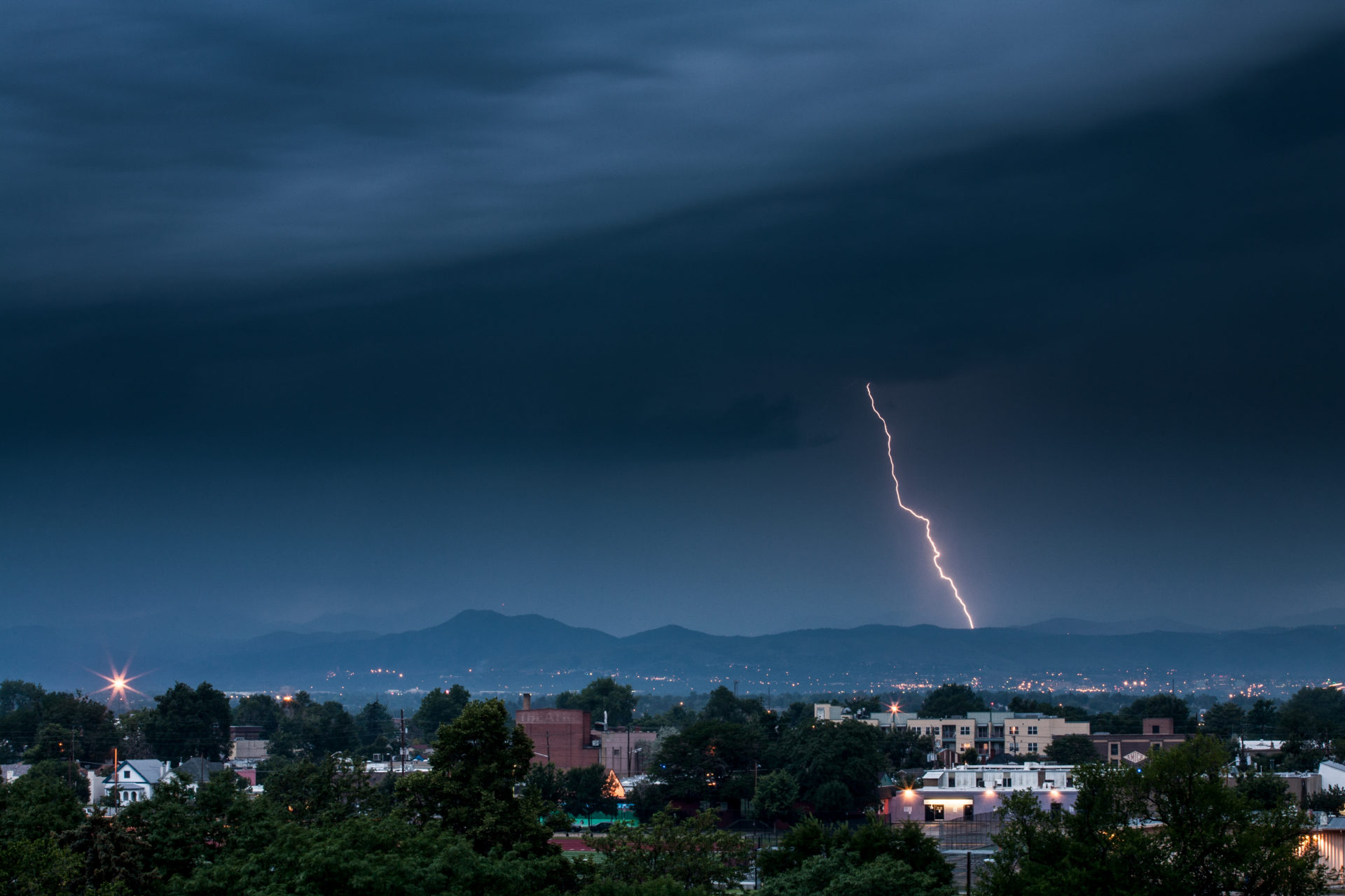 Mount Evans obscured with lightning - July 12, 2011