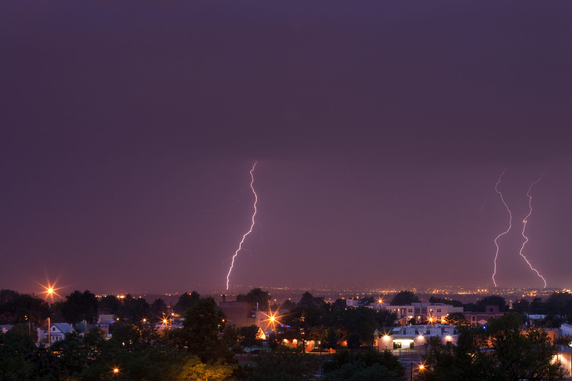 Mount Evans obscured with lightning - July 12, 2011