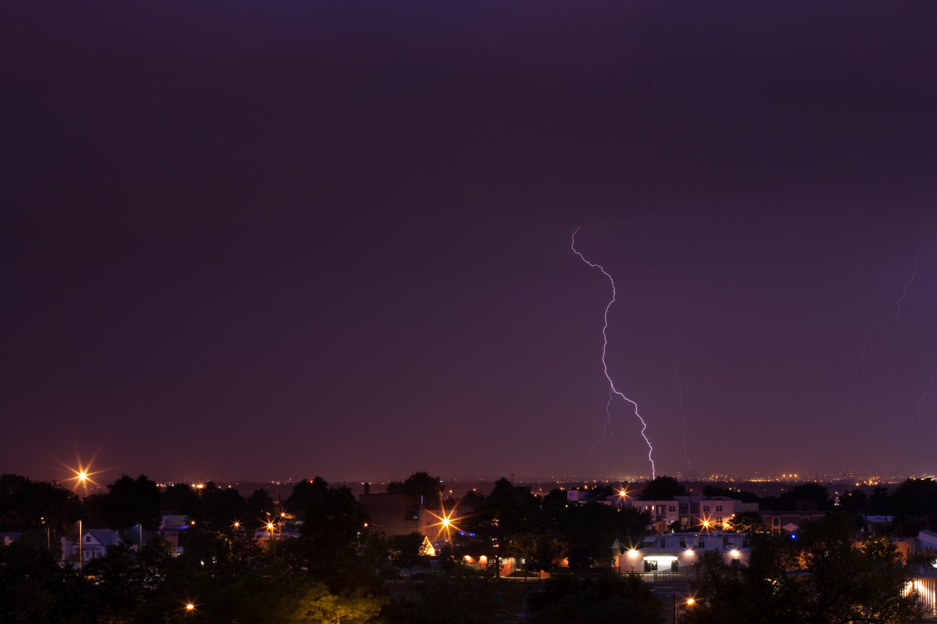 Mount Evans obscured with lightning - July 12, 2011