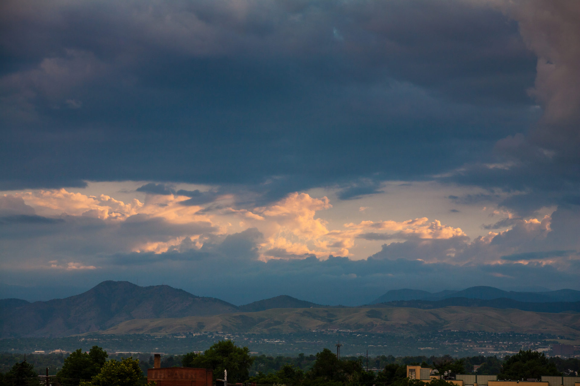 Mount Evans obscured at sunset - July 13, 2011